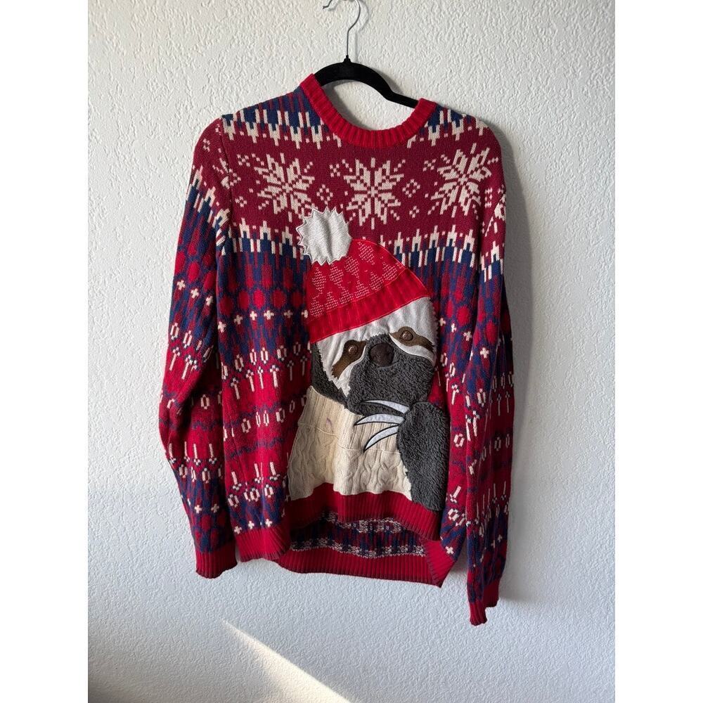 33 Degrees ugly holiday christmas sloth sweater - L
